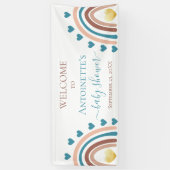 ブルーボーホレインボーカスタムーBABYシャワーバナー 横断幕 (縦)