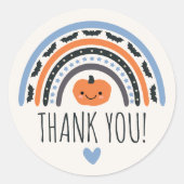 ブルーボーホレインボーハロウィーンベビーシャワーありがとう ラウンドシール (正面)