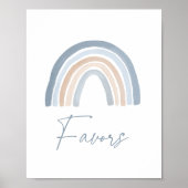 ブルーボーホレインボーベビーシャワーの好意サイン ポスター (正面)