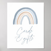 ブルーボーホレインボーベビーシャワーカードとギフト ポスター (正面)