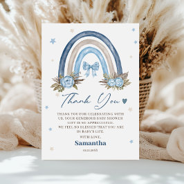 ブルーボーホレインボーベビーシャワーサンキューカード サンキューカード