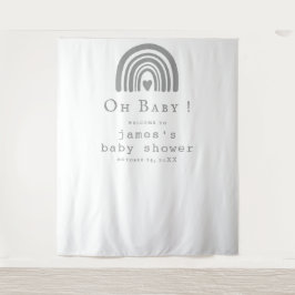 ブルーボーホレインボーベビーシャワー背景 タペストリー
