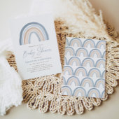 ブルーボーホレインボーボーボーイベビーシャワー 招待状