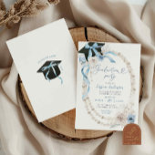 ブルーボーホーコケッティーボウパール卒業パーティー 招待状