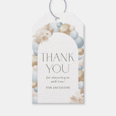 ブルーボーホーパンパスグラスアーチ男の子ベビーシャワー ギフトタグ (正面)