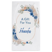 ブルーボーホーパンパスグラス ブライダルシャワー スモールペーパーバッグ (裏面)