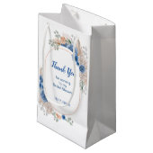 ブルーボーホーパンパスグラス ブライダルシャワー スモールペーパーバッグ (正面アングル)