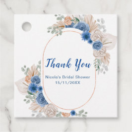 ブルーボーホーパンパスグラス ブライダルシャワー フェイバータグ