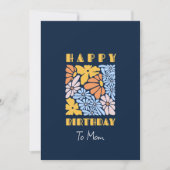 ブルーボーホーフラワーバースデーカード 招待状 (正面)