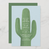 ブルーボーホー カクタス 男の子 ベビーシャワー 招待状 (正面/裏面)