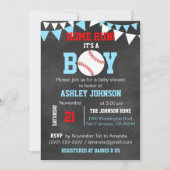 ブルーボーユニークイ野球ベビーシャワー招待状 招待状 (正面)