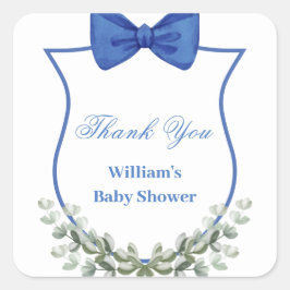 ブルーボーユーカリプツクレスト赤ちゃんシャワーありがとう スクエアシール