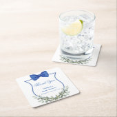 ブルーボーユーカリプツクレスト赤ちゃんシャワーありがとう スクエアペーパーコースター (インサイチュ)