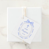 ブルーボーリボンフレームバプテスマメッセージカード フェイバータグ (インサイチュ)