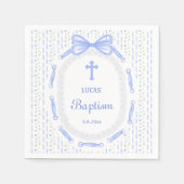 ブルーボーリボンフレームフローラバプテスマ スタンダードカクテルナプキン (正面)