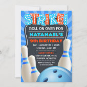 ブルーボーリングパーティーボーイズ誕生日 招待状 (正面)