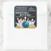 ブルーボーリングパーティー招待状シール スクエアシール (バッグ)