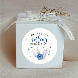 ブルーボーリング子供の誕生日パーティーのお願い ラウンドシール