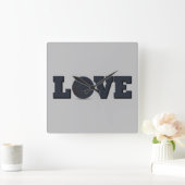 ブルーボールでバスケットボールの試合を愛する スクエア壁時計 (ホーム)