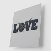 ブルーボールでバスケットボールの試合を愛する スクエア壁時計 (傾斜)