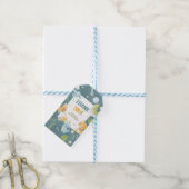 ブルーボー恐竜の1歳誕生日パーティー ギフトタグ (より糸付き)