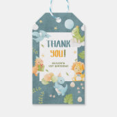 ブルーボー恐竜の1歳誕生日パーティー ギフトタグ (正面)