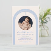 ブルーボー男女兼用ホアーチクロスフォトバプテスマ 招待状 (スタンド正面)