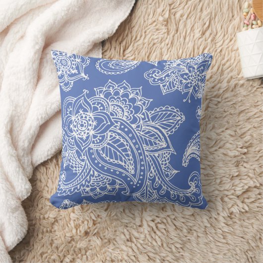 ブルーボ図解入りの、写真付きのヘミアンペイズリーヘナ クッション (ブランケット)