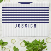 ブルーボ航海のートいかりとストライプ キッチンタオル (折り畳み)