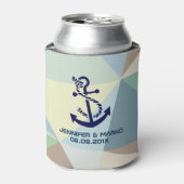 ブルーボ航海のートいかり幾何モダンパターン 缶クーラー (缶正面)