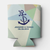 ブルーボ航海のートいかり幾何モダンパターン 缶クーラー (裏面)