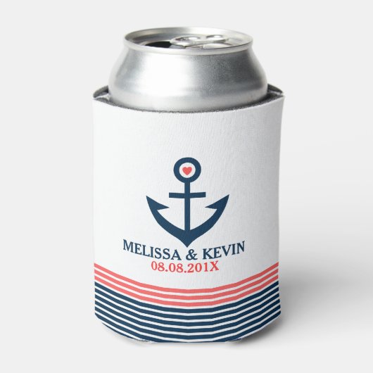 ブルーボ航海のートいかり&装飾ストライプ 缶クーラー (缶正面)