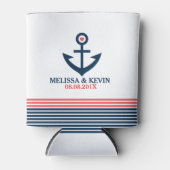 ブルーボ航海のートいかり&装飾ストライプ 缶クーラー (正面)