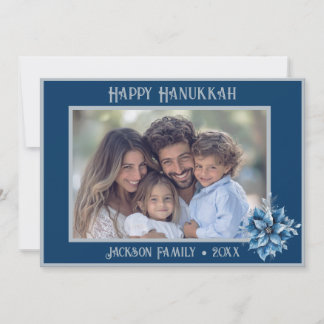 ブルーポインセチア写真 フラットホリデーカード シーズンカード