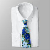 ブルーポインセチア銀のクリスマス ネクタイ (タイ)