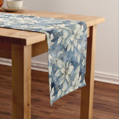 ブルーポインセティアエレガンスシルバーアンドブルーウィンター ショートテーブルランナー (インサイチュ)