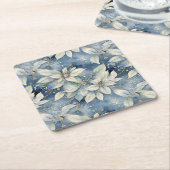 ブルーポインセティアエレガンス スクエアペーパーコースター (アングル)