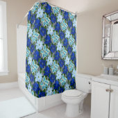 ブルーポインセティアスシルバークリスマス シャワーカーテン (インサイチュ)