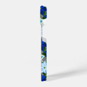 ブルーポインセティアスシルバークリスマス iPhoneケース (左側面)