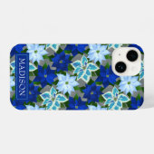 ブルーポインセティアスシルバークリスマス iPhoneケース (裏面横)