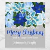 ブルーポインセティアスメリークリスマス ワインラベル (シングルラベル)