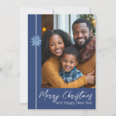 ブルーポインセテミニマルィアクラシック2写真クリスマス シーズンカード (正面)