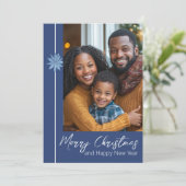 ブルーポインセテミニマルィアクラシック2写真クリスマス シーズンカード (スタンド正面)