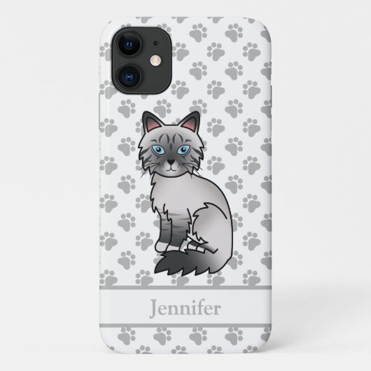 ブルーポイントタビー バーマン/ラグドール 猫と名前 Case-Mate iPhoneケース (裏面)