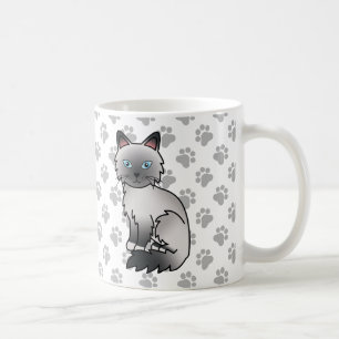 ブルーポイントバーマン/ラグドール かわいい猫と肉球 コーヒーマグカップ