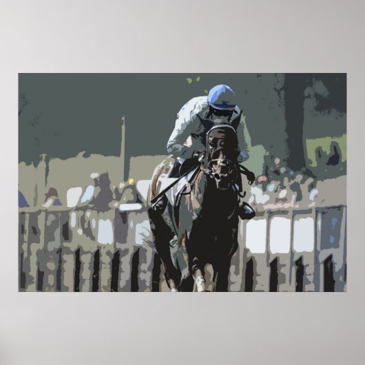 ブルーポスターの騎手を持つ競走馬 ポスター (正面)