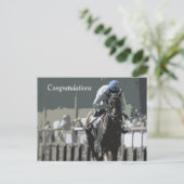 ブルーポストカードに騎手を入れた競走馬 ポストカード (スタンド正面)