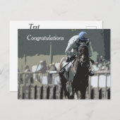 ブルーポストカードに騎手を入れた競走馬 ポストカード (正面/裏面)