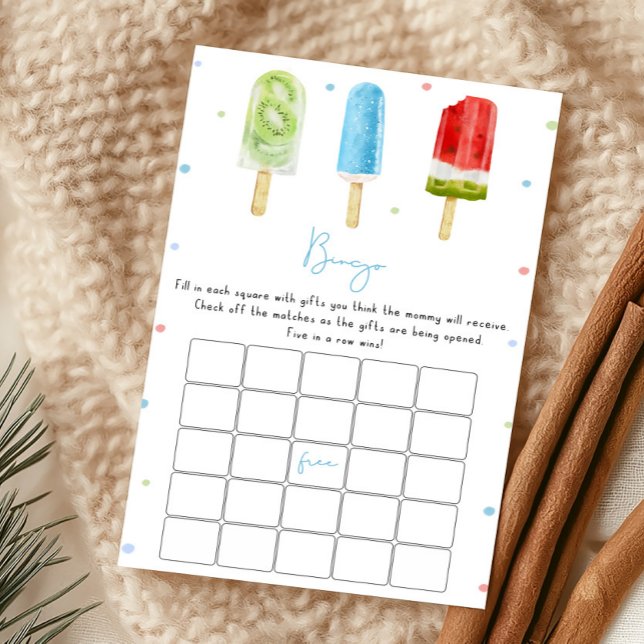 ブルーポップシクルベビーシャワービンゴゲーム (Ready to Pop Baby Shower Bingo Game)