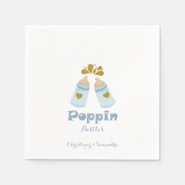 ブルーポップピンボトルボーイベビーシャワー スタンダードカクテルナプキン